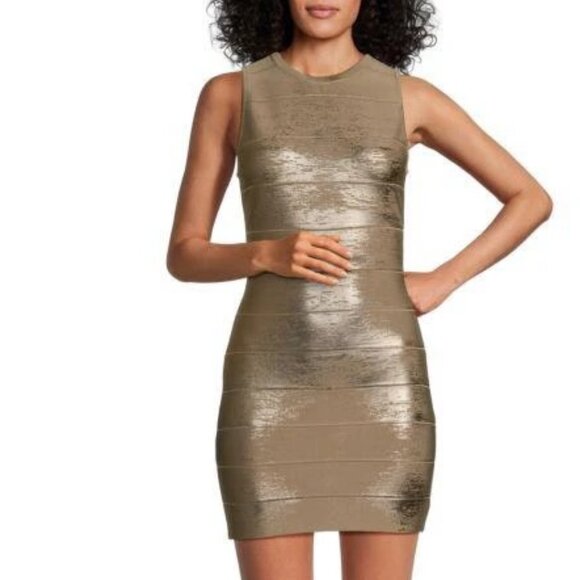 BNWT Hervé Léger Quinn Metallic Mini Dress - Picture 3 of 11